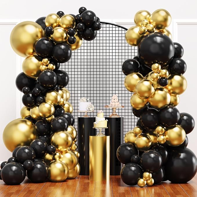 YMSZ Black and Gold Balloons Arch Kit, Graduation Balloons Decorations | 136pcs by YMSZ