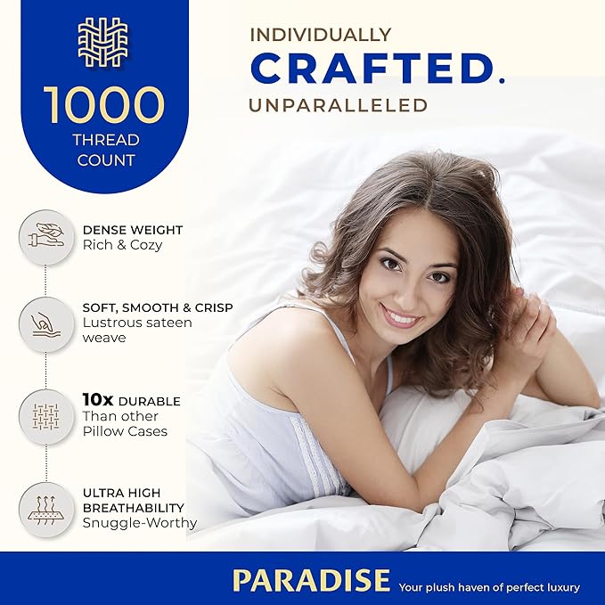 THREAD SPREAD 100% Egyptian Cotton Pillow Cases King - 1000 Thread Count Pillow Cases King Size Set of 2, Cooling & Breathable Extra Long Staple Sateen Weave Cotton Pillow Covers for Bed - Dark Grey
