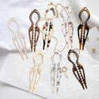 4PCS Prestige French Hair Pins for Women - Acetate Hair Clips for Thick, Thin, Fine Hair - Decorative Bun Styling Barrettes in Black & Blonde(A)