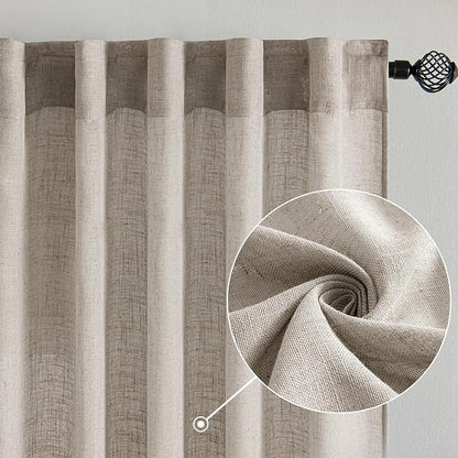 MIULEE Burlywood Birch Linen Curtains 52x72 Inch Long 2 Panels - Image 2