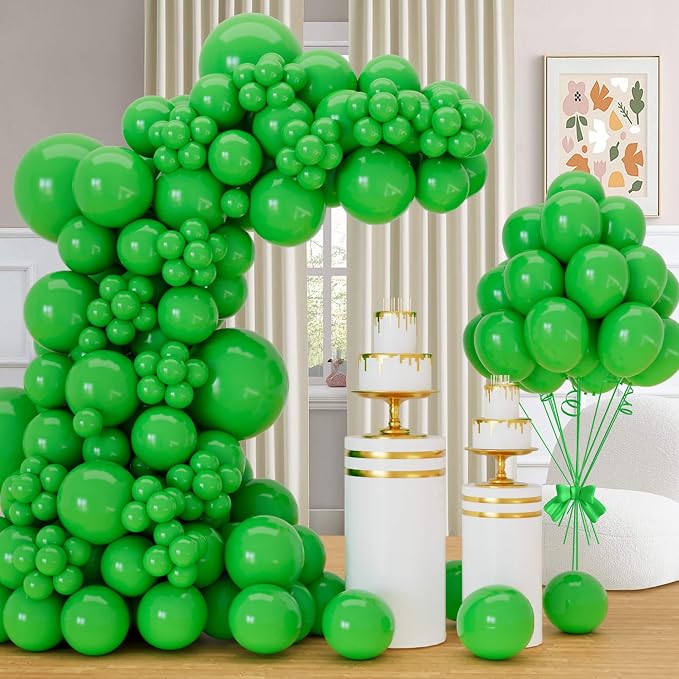 Green Balloons Different Sizes, 18 12 10 5 Inch Dark Green Balloon Arch Kit by Qikoolaa