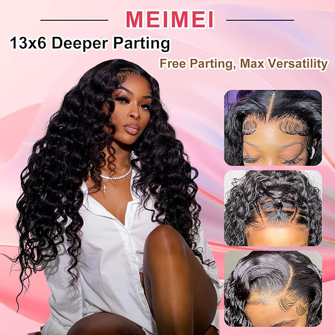 13x6 Loose Wave HD Lace Front Wigs Human Hair 200 Density 26 Inch 100% Real Human Hair 15A Loose Deep Wave Wig Human Hair Pre Plucked, No Synthetic Blend No Tangle No Shedding Triple Lifespan 3X