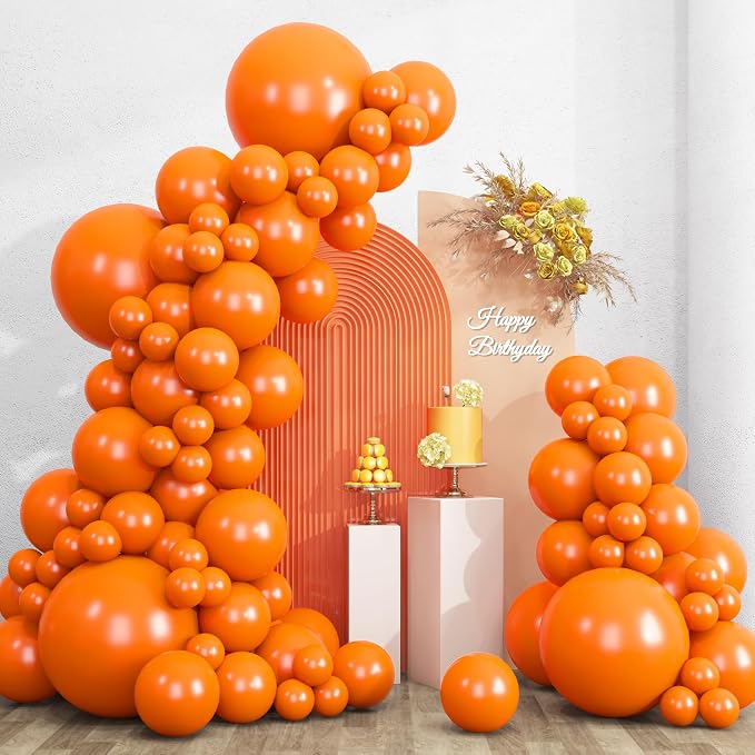 RUBFAC 135pcs Orange Balloons Different Sizes 18 12 10 5 Inches, Burnt Orange by RUBFAC