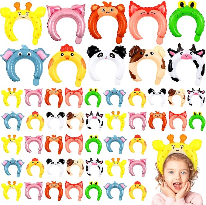 Liliful 200 Pcs Zoo Animal Inflatable Headbands Unicorn Wildlife Safari Balloon by Liliful