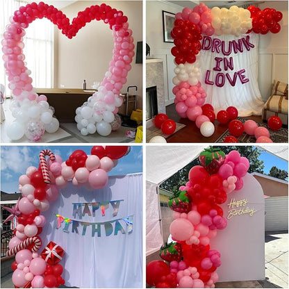 HILAVO Red and Pink Balloons Strawberry Hot Pastel Light Pink Rose Red Latex - Image 6