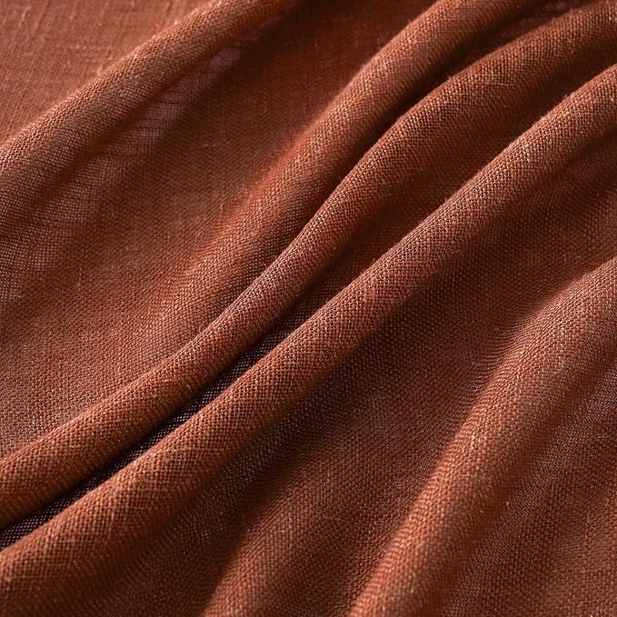 MIULEE Burnt Orange Fall Linen Curtains 52x45 Inch 2 Panels - Image 4
