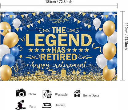 Blue Gold The Legend Has Retired Banner Backdrop Photography Background Hanging - Image 2