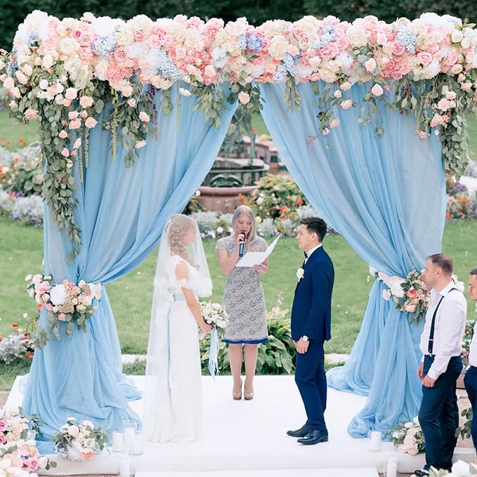 Wedding Arch Draping Fabric Backdrop Drapes 2 Panels, Baby Blue | 28.7"x20FT - Image 6