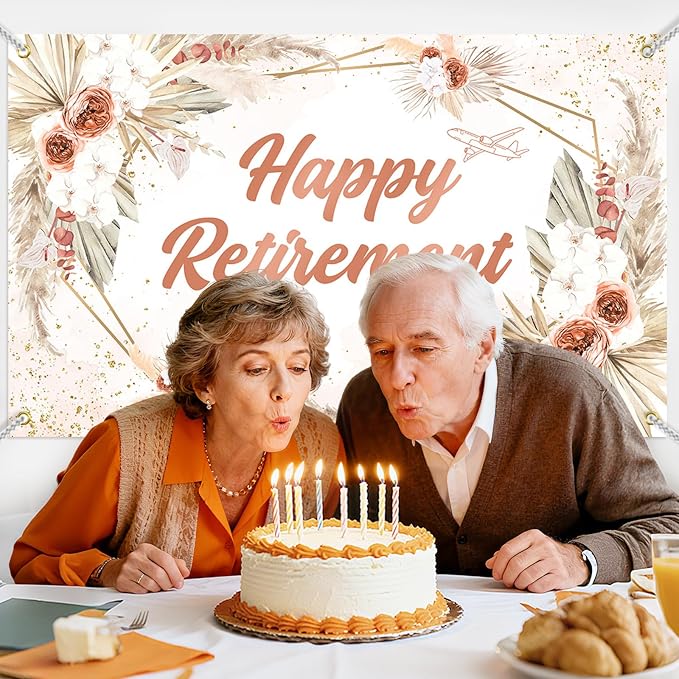 Mocsicka Happy Retirement Banner Backdrop Decorations - Image 3