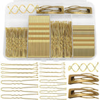 Bobby Pins Set Gold – Hair Accessories Kit for Women & Girls with Bobby Pins, U Shape & Spiral Pin, Perfect for Weddings, Styling, Updos & Buns