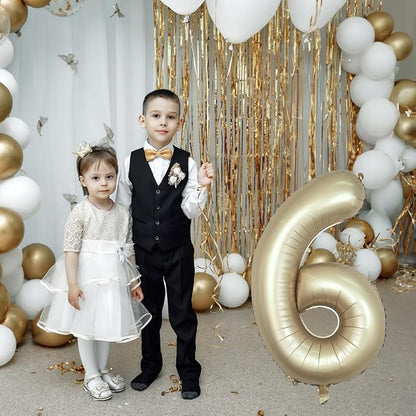 40 Inch Balloon Number 6 Champagne Gold, Large Foil Metallic Light Gold 6 - Image 4