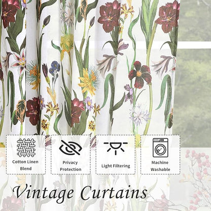 Schweek White Floral Curtains 84 Inch Long 2 Panels - Image 4