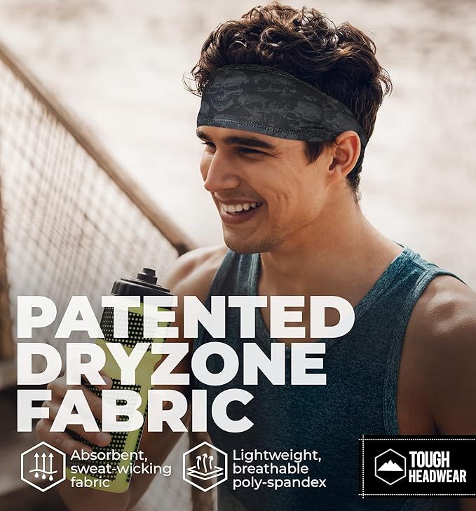 Tough Headwear Tough Outfitters Headband for Men - Mens Headbands - Working Out Sports Performance Head Bands - Athletic Cycling Running Sweat Band, Football Headbands - Sweat Bands Men/Women