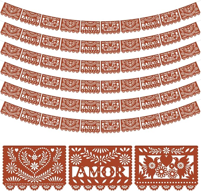 TaoBary 6 Pcs Papel Picado Mexican Wedding Cielito Lindo Party Decor 118 Feet by TaoBary