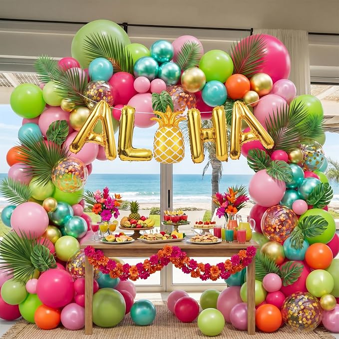 171Pcs Tropical Balloons Arch Garland Kit, Hawaiian Luau Aloha Party Decorations - Image 6