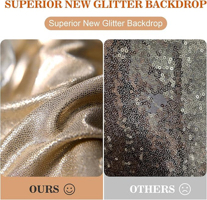 10x10ft Thick Champagne Glitter Backdrop Curtain Panels - Image 7