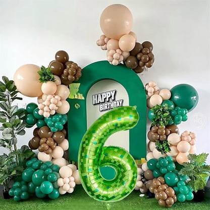 Gaint Green Pixel Number 6 Balloon, Dark Kelly Green Self Inflating 6 Balloons - Image 5