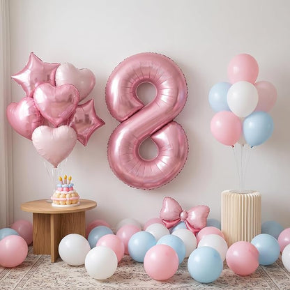 TONIFUL 8th Birthday Balloons Kit 40 Inch Pink Large Number 8 Foil Balloon | - Image 3