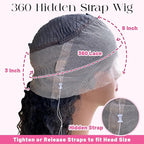 360 Glueless Drawstring Wig Human Hair 26 Inch Pre Plucked Hidden Strap 360 Water Wave Lace Front Wigs,180% Density Curly Wet and Wavy HD Full 360 Lace Frontal Human Hair Wig