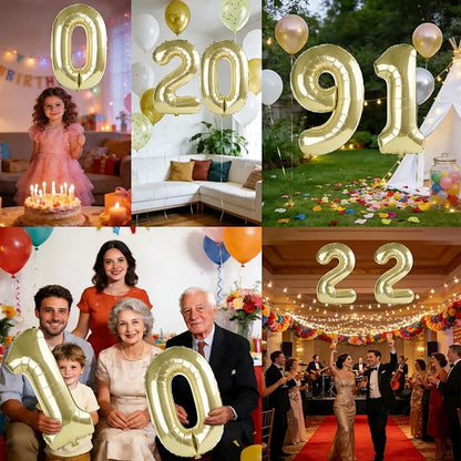 40 Inch Number 91 Balloons for 91st Birthday Party Decorations, 0-100 Champagne - Image 7