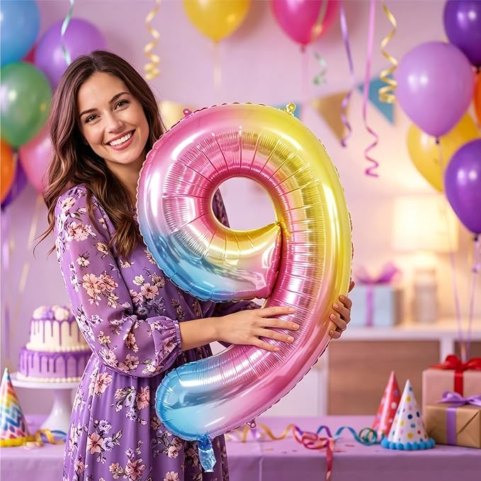 Rainbow Number Balloons Birthday Balloons - Image 6