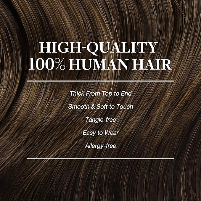 GOO GOO Clip in Hair Extensions Real Human Hair, Remy Human Hair Extensions Clip ins for Women, Natural Human Hair, 16inch 150g 9Pcs, 4A Chocolate Brown
