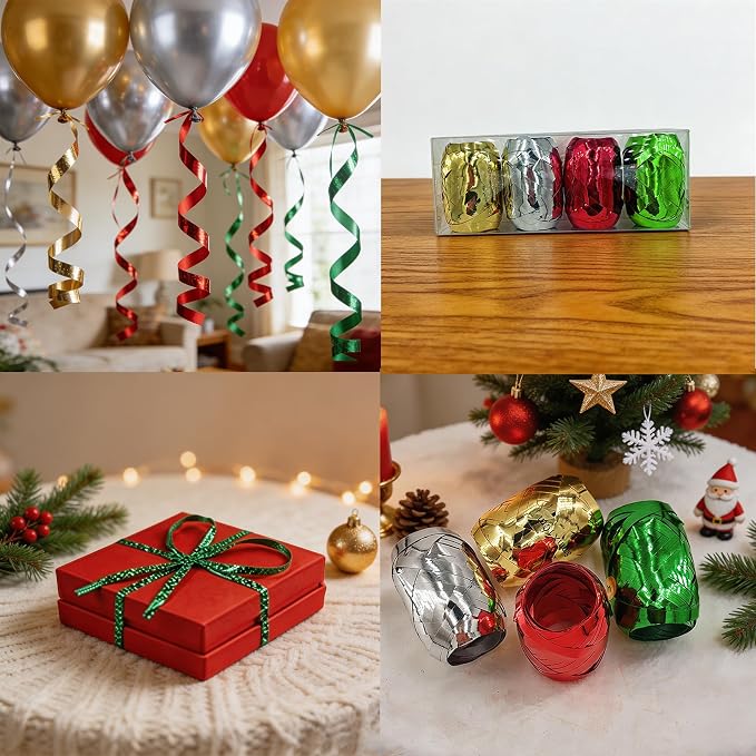 Ronly Curling Christmas Ribbon for Gift Wrapping, Colorful Balloon String | 4 - Image 4