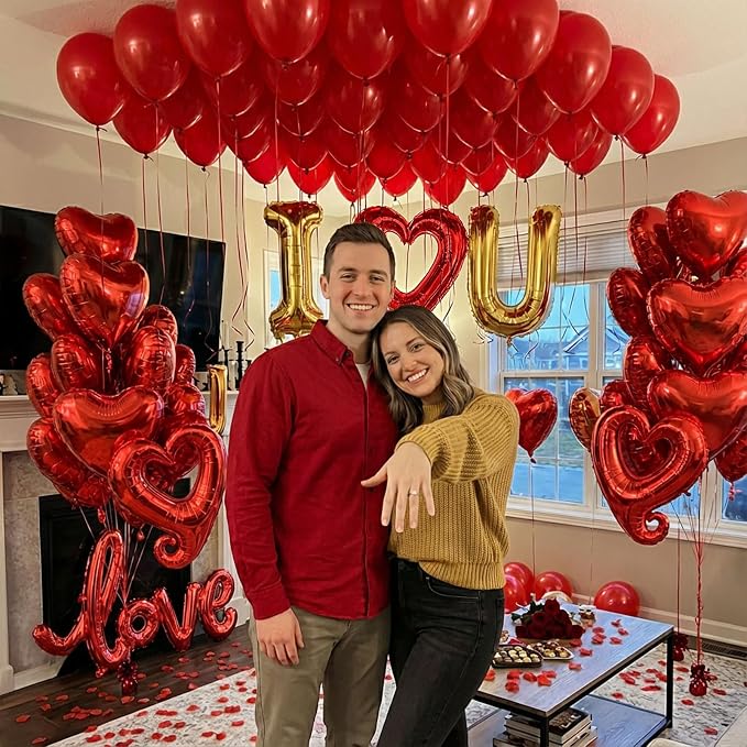 I Love You Balloons for Him/Her Balloons Red gold romantic balloon kit - Image 3