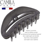 Camila Paris CP3124 French Hair Clip for Women, Gray, Girls Hair Claw Clip Jaw Fashion Durable and Styling Hair Accessories for Women, Luxury Ladies Strong Hold No Slip Grip Clamp, Made in France