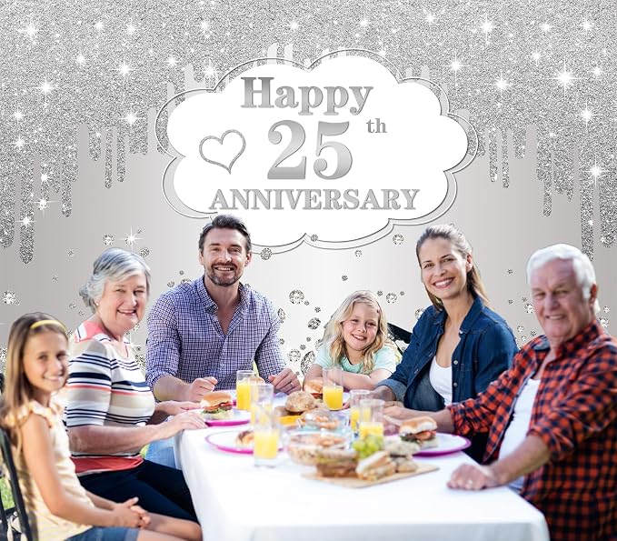 25th Wedding Anniversary Banner Decorations, 72.8x43.3 inches - Image 6