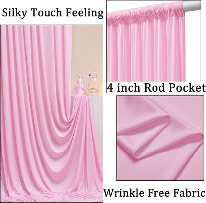 40ft x 10ft Wrinkle Free Baby Pink Backdrop Curtains - Image 2