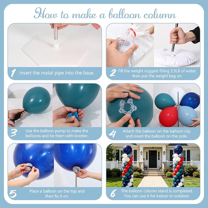 Blue Red White Balloon Column Stand Kit of 2 - Image 5