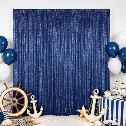 Hahuho Navy Sequin Backdrop Curtain, Party Decoration（1 Panels, 4FT x 8FT - Image 7