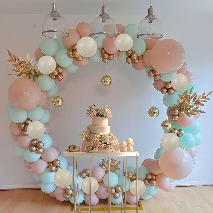 Pink and Green Balloons Pastel Green Pink White Sand Gold Metallic Balloons - Image 7