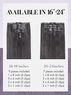 LUVME Hair Extensions Seamless Clip in Hair Extensions Human Hair Yaki Straight 135g 7pcs Natural Black Extensions 20 Inch Real Human Hair