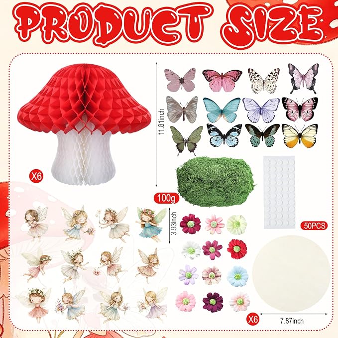 Civaner 6 Sets Enchanted Forest Decoration Fairy Party Decoration Woodland Tea - Image 3