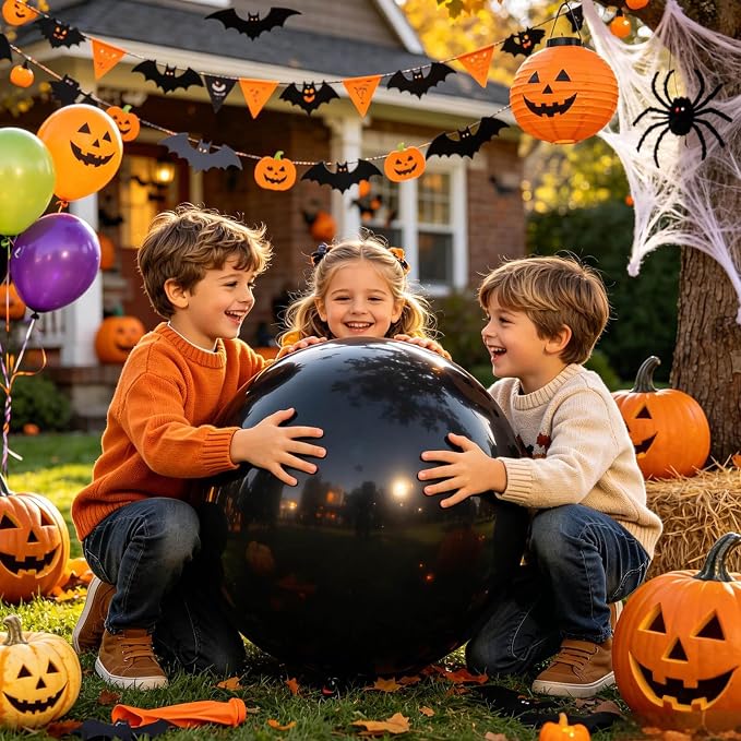 5Pcs Black Big Balloons 36 Inch, Round Large Latex Party Balloons - Image 5