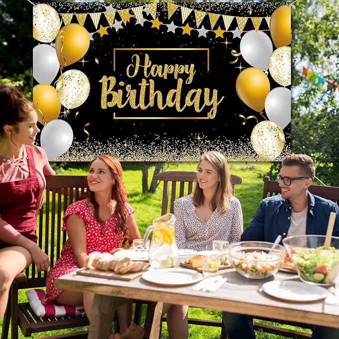 Tatuo Happy Birthday Decorations Backdrop Banner - Image 5
