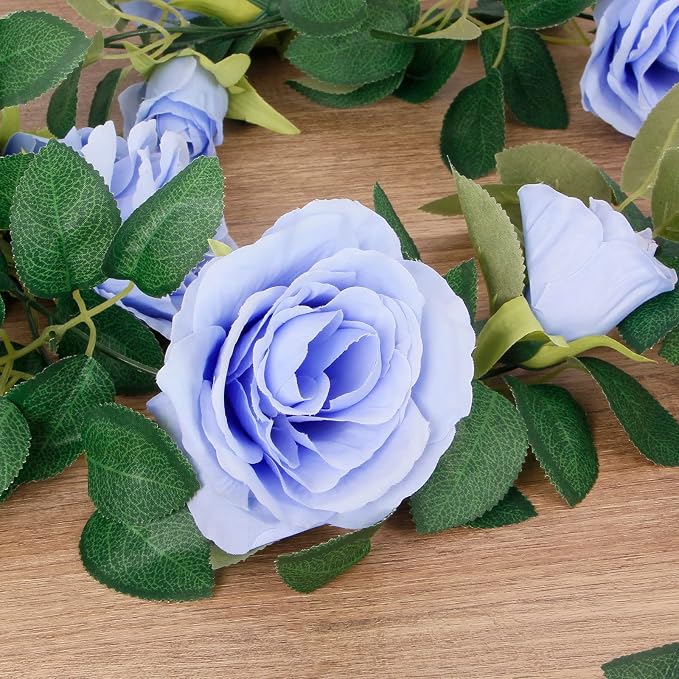 TELDRASSIL 4Pcs Artificial Rose Vine Fake Flower Garland Fake Silk Rose Hanging - Image 3