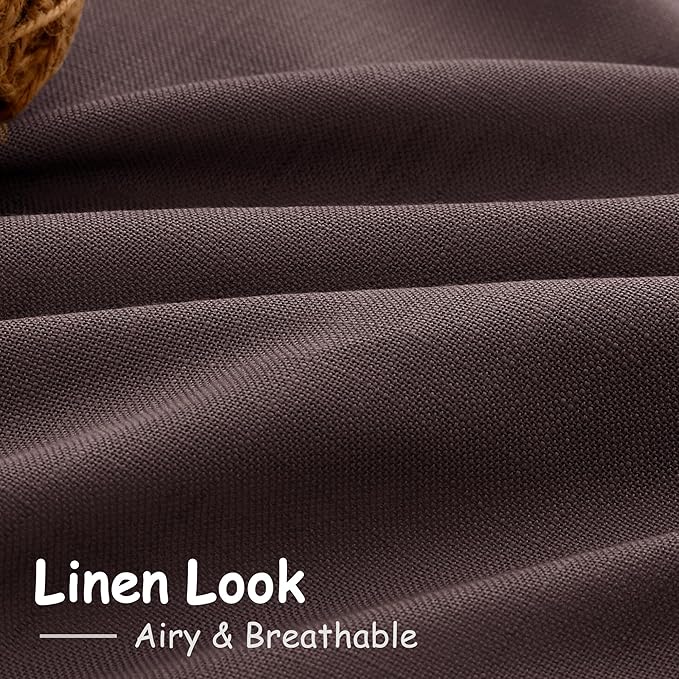 Coffee Brown Linen Curtains 63 Inches Long - Image 3