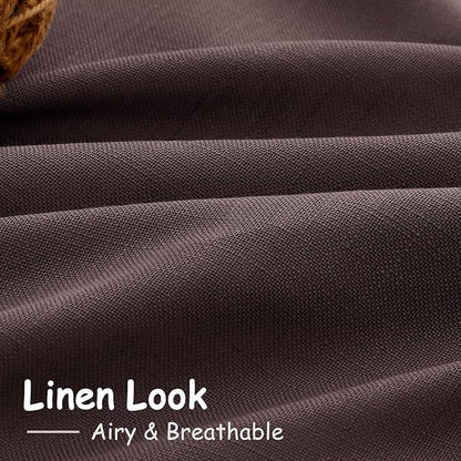 Coffee Brown Linen Curtains 63 Inches Long - Image 3