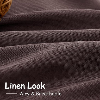 Coffee Brown Curtains 108 Inches Long 2 Panels Set Back Tab Linen Drapes - Image 3