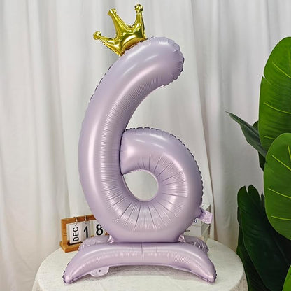 Standing Purple Crown Number 6 Balloon 40In Pastel Purple Crown 6 Balloon | - Image 5