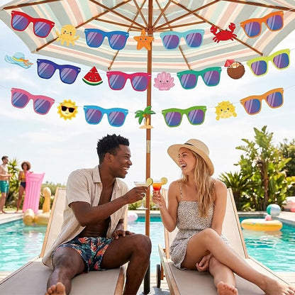 Hooqict Summer Party Banner Decorations Colorful Sunglasses Banner Garland Sign - Image 5