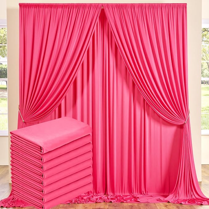 40 ft x 10 ft Wrinkle Free Fuchsia Backdrop Curtain by Outpain