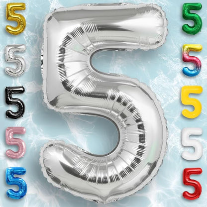 Silver Number Balloon 5 Mylar Foil Balloons 40 inch - Image 3