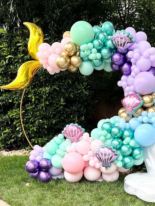 Mermaid Party Balloons, 12Inch Purple Blue Confetti Latex Balloon Helium - Image 7