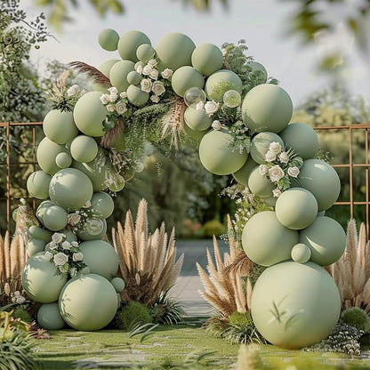 Double Stuffed Sage Green Balloon Garland Arch Kit | 18/12/10/5inch Different by Unknown