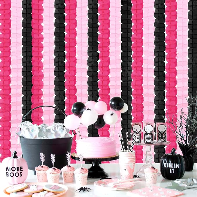 Hot Pink Black Party-Decorations Streamers Garland - 157Ft Four-Leaf Clover - Image 5