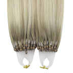 YoungSee Microbead Hair Extensions Ombre Blonde Micro Link Hair Extensions Ash Blonde Ombre Platinum Blond Bead Hair Extension Balayage Micro Loop Hair Extension Cold Fusion Remy Hair 18In 50s/50g